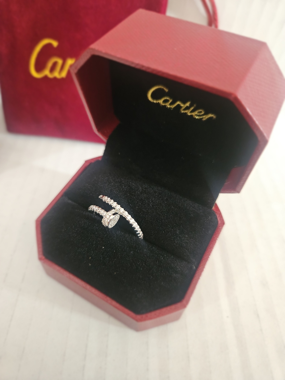 Silver Crystal Nail-Style Ring. 7